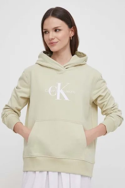Хлопковая толстовка Calvin Klein Jeans, зеленый