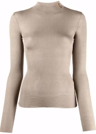 Saint Laurent джемпер в рубчик с логотипом YSL