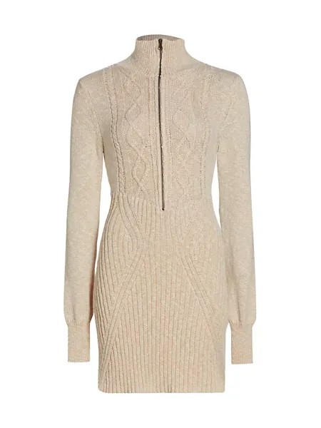 Мини-платье Mont Blanc из хлопка в рубчик и косой вязки Free People, цвет tan