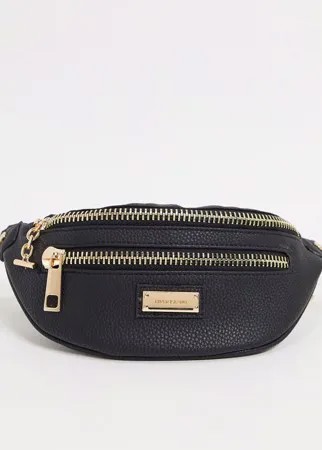 Черная сумка-кошелек на пояс с цепочкой и логотипом River Island-Черный