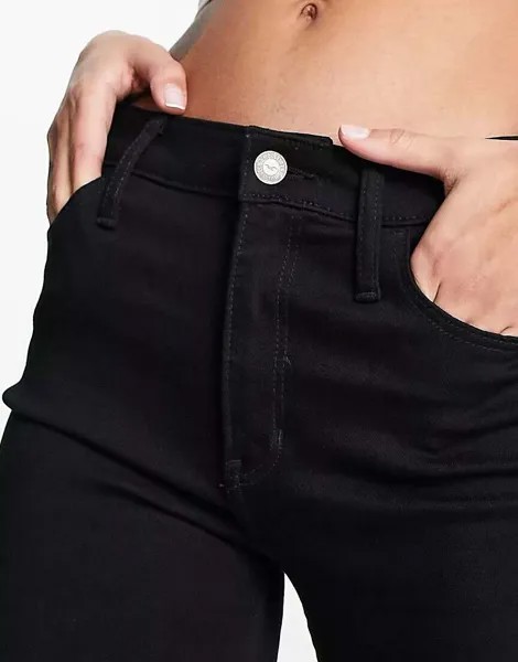 Черные джинсы-клеш с высокой посадкой и разрезом Hollister
