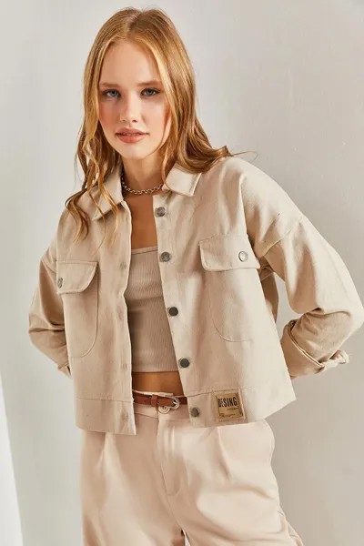 Женская габардиновая куртка с двойными карманами SHADE, бежевый
