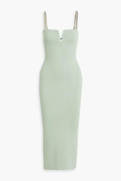 Платье миди в рубчик с отделкой цепочкой Ophelia Galvan  London, мятный
