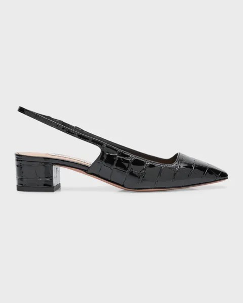 Балетки Ginza Croco с пяткой на пятке Aquazzura, цвет Black