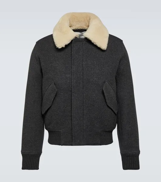 Шерстяная куртка с отделкой из овчины Ami Paris, серый