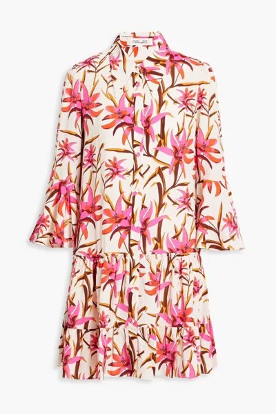 Креповое платье мини Beata с цветочным принтом Diane Von Furstenberg, розовый