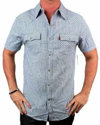 Мужская хлопковая классическая рубашка с коротким рукавом на пуговицах Levis 8150428