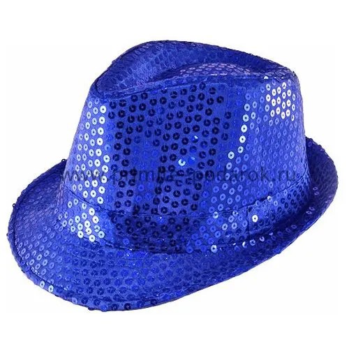 Шляпа карнавальная с пайетками, Синяя