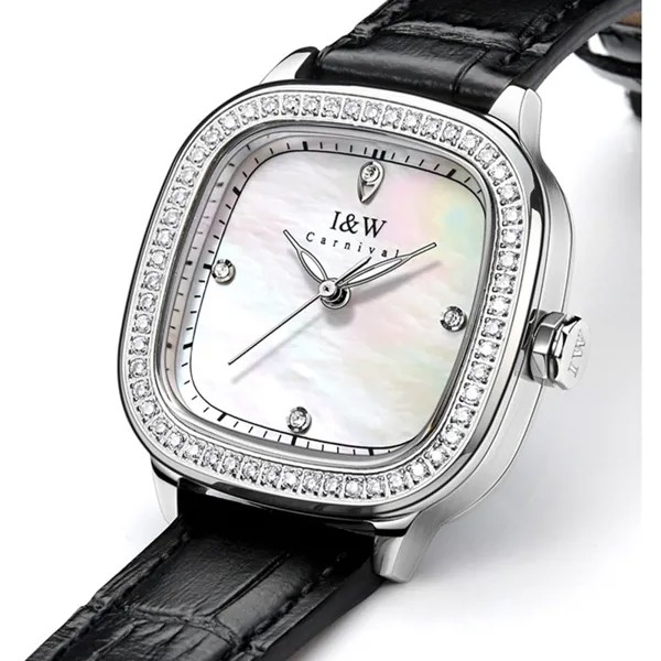 Карнавальные брендовые модные квадратные часы для женщин, женские Роскошные Кварцевые наручные часы, водонепроницаемые часы с кристаллами...