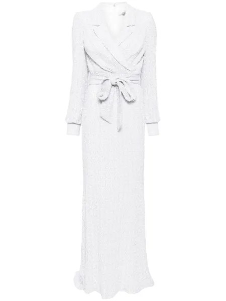 Badgley Mischka платье с кристаллами, белый