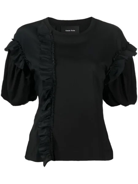 Simone Rocha футболка с объемными рукавами и сборками, черный