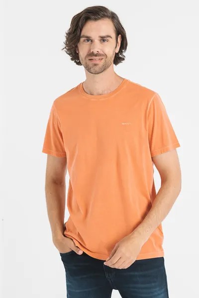Хлопковая футболка с логотипом Gant, оранжевый