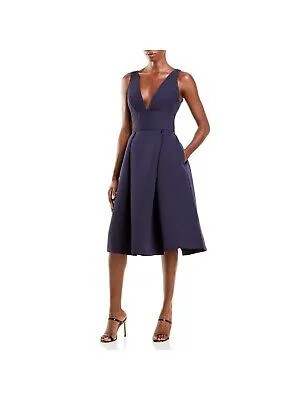 AMSALE Женское темно-синее вечернее платье длиной до колена без рукавов на пуговицах + расклешенное платье 14