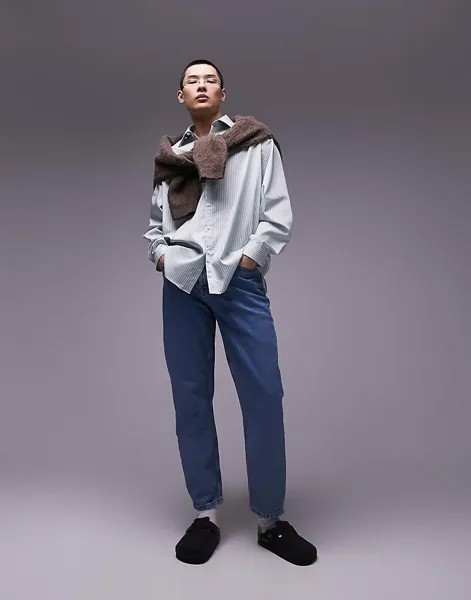 Зеленая рубашка оверсайз с длинными рукавами Topman