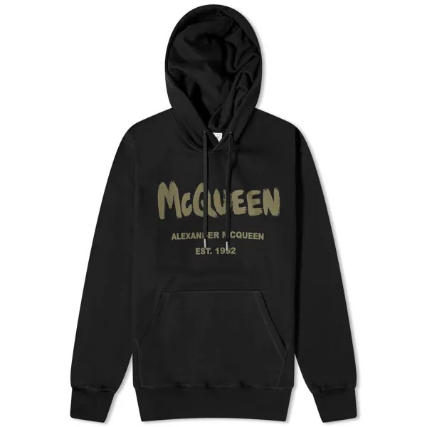 Худи Alexander Mcqueen Graffiti Logo, цвет Black & Khaki