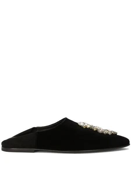 Dolce & Gabbana бархатные слиперы с брошью, черный