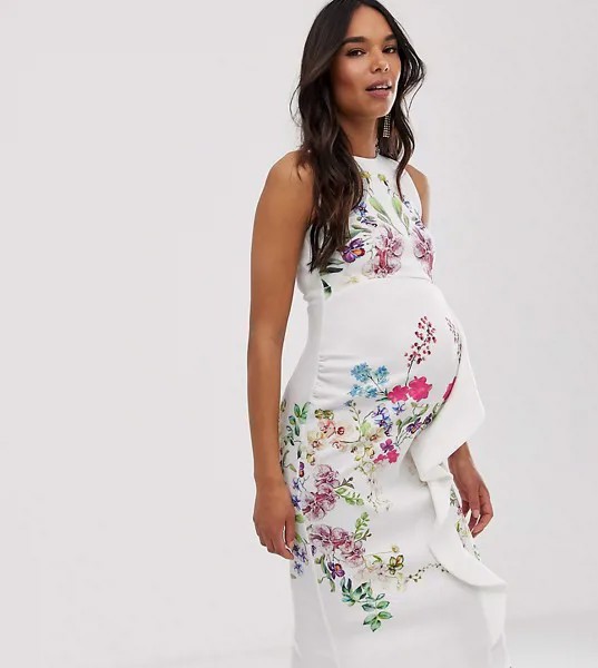 Облегающее платье с цветочным принтом True Violet Maternity-Белый