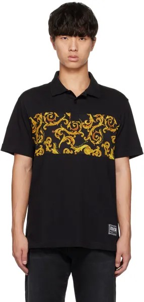 Черно-золотая футболка-поло Barocco Versace Jeans Couture