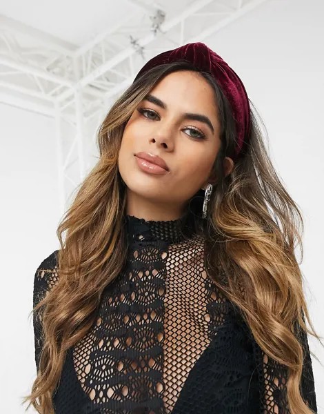 Красный бордовый обруч с узлом ASOS DESIGN