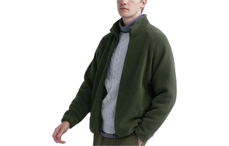 Бархатная куртка унисекс темно-оливкового цвета - 57 Uniqlo, оливковый