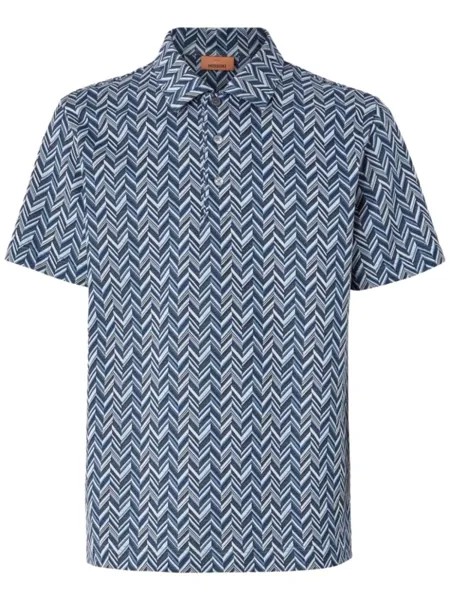 Missoni жаккардовая рубашка поло с узором зигзаг, синий
