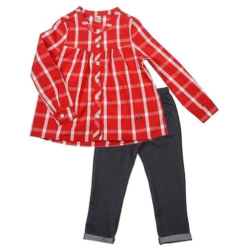 Комплект одежды Mini Maxi, туника и легинсы, повседневный стиль, размер 98, синий, красный