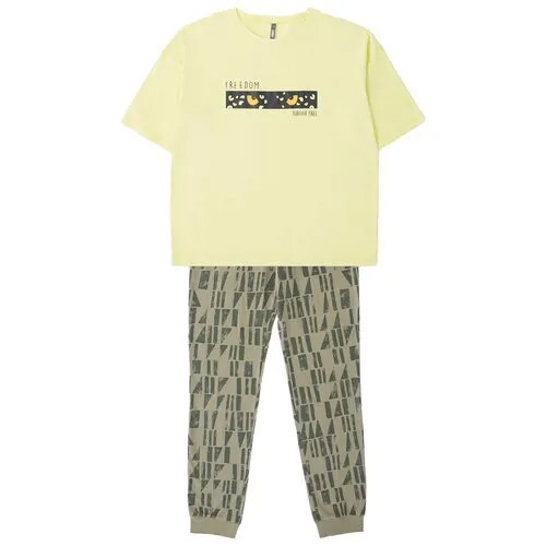 Пижама футболка и брюки с набивным рисунком КБ 2682 Желтый 146