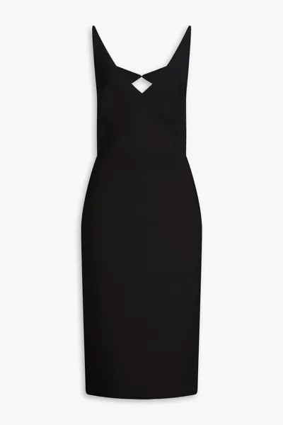 Платье миди из смесовой шерсти с вырезами OSCAR DE LA RENTA, черный