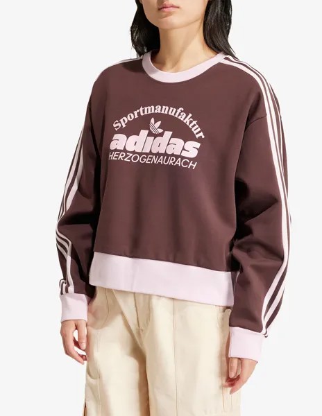 Толстовка в стиле ретро Adidas Originals, коричневый