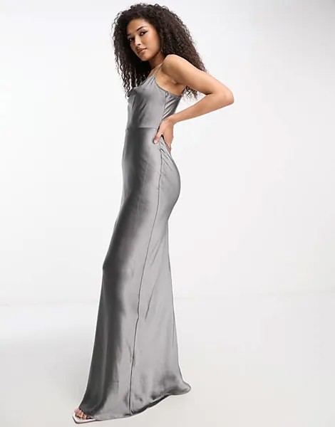 Атласное платье макси с воротником-хомутом Pretty Lavish Keisha