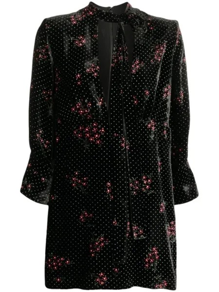 Dsquared2 бархатное платье мини с цветочным узором, черный