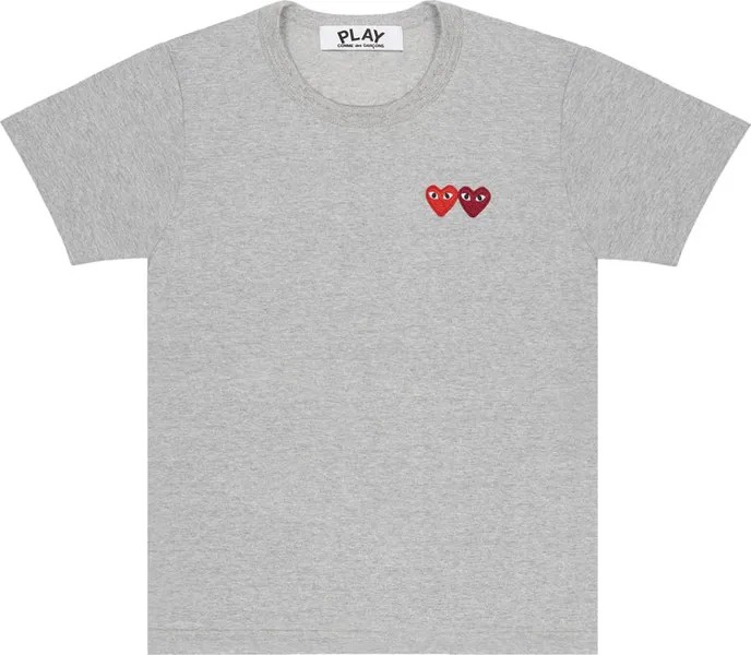 Футболка Comme des Garçons Play T-Shirt With Small Double Hearts 'Grey', серый