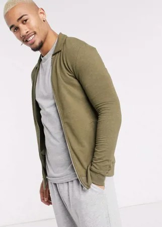 Темно-зеленая меланжевая куртка Харрингтон ASOS DESIGN-Зеленый