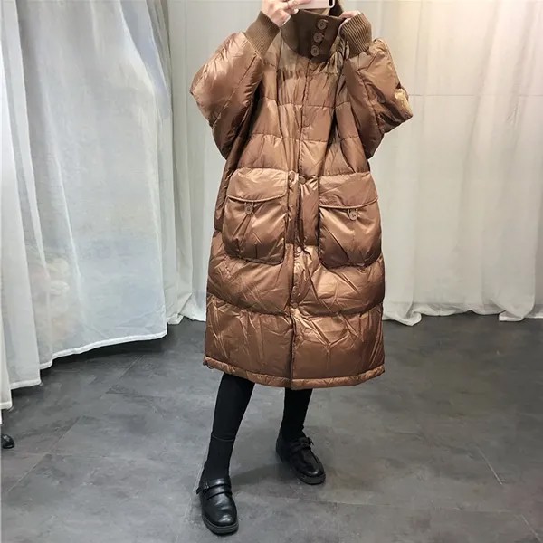 Новинка, зимнее пальто для женщин, куртка на утином пуху для беременных, теплые парки большого размера, женская зимняя верхняя одежда, модные легкие кофты в Корейском стиле