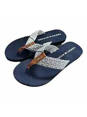 Женские шлепанцы TOMMY HILFIGER темно-синего цвета с принтом Canara Round Toe Slip On Flip Flop Sandal 8