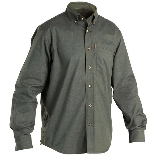 Рубашка для охоты с длинными рукавами 100 , размер: S, цвет: Темно-Зеленый SOLOGNAC Х Декатлон