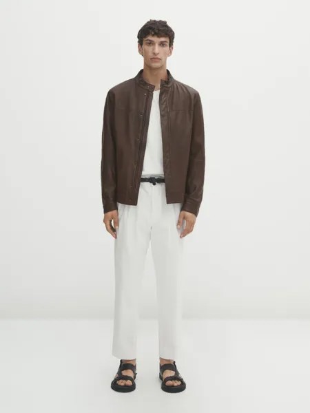 Куртка Massimo Dutti Nappa Leather, коричневый
