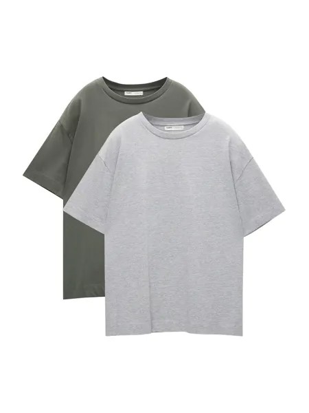 Футболка Pull&Bear, пятнистый серый/зеленый