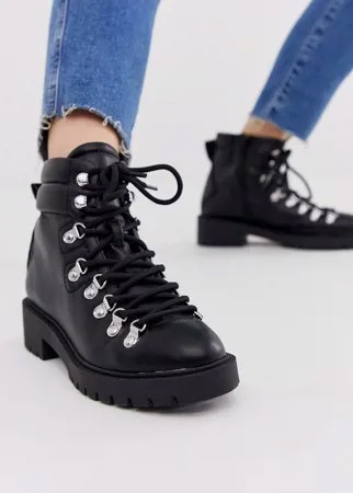 Черные походные ботинки на шнуровке New Look-Черный