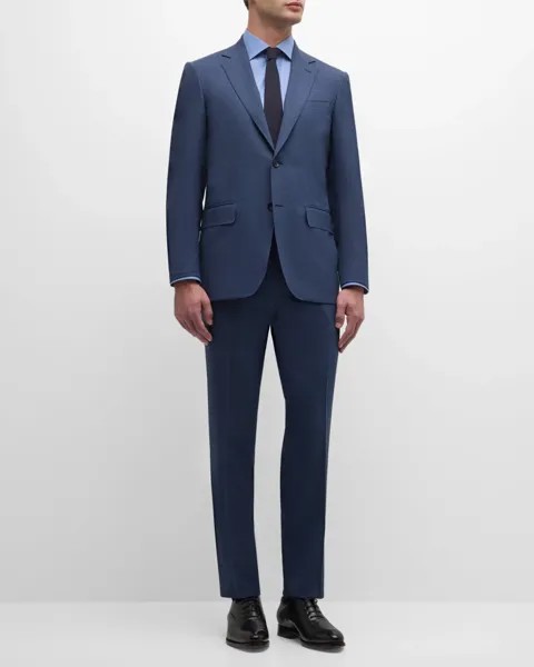 Мужской шерстяной костюм в клетку Super 130s Canali, цвет Blue