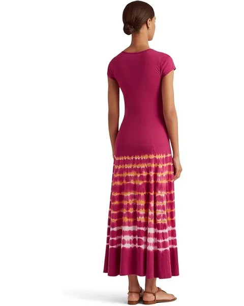 Платье LAUREN Ralph Lauren Tie-Dye Print Maxi Dress, цвет Pink/Cream/Yellow