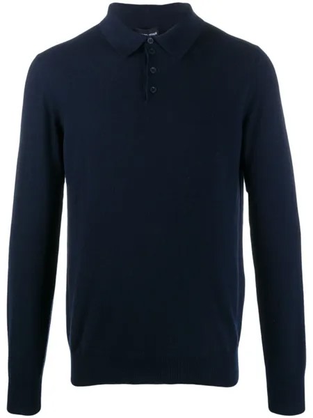 Giorgio Armani рубашка поло с длинными рукавами, синий