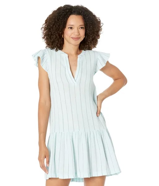 Платье MONROW, Pinstripe Gauze Easy Ruffle Dress