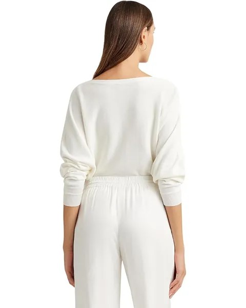 Свитер LAUREN Ralph Lauren Petite Cotton-Blend Dolman-Sleeve Sweater, белый