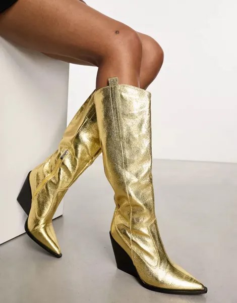Золотые ботинки в стиле вестерн Public Desire Navada
