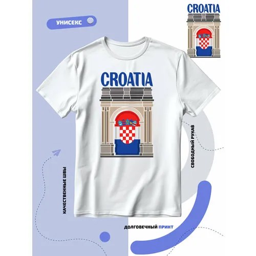 Футболка SMAIL-P флаг Хорватии-Croatia и достопримечательность, размер 5XL, белый