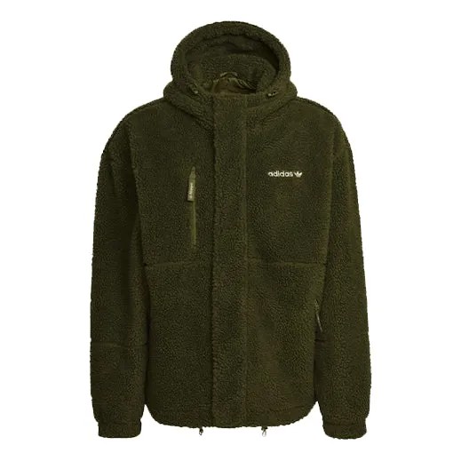Куртка Men's adidas originals Polar Fleece Wb Logo Embroidered Sports Hooded Jacket Dark Olive Green, мультиколор
