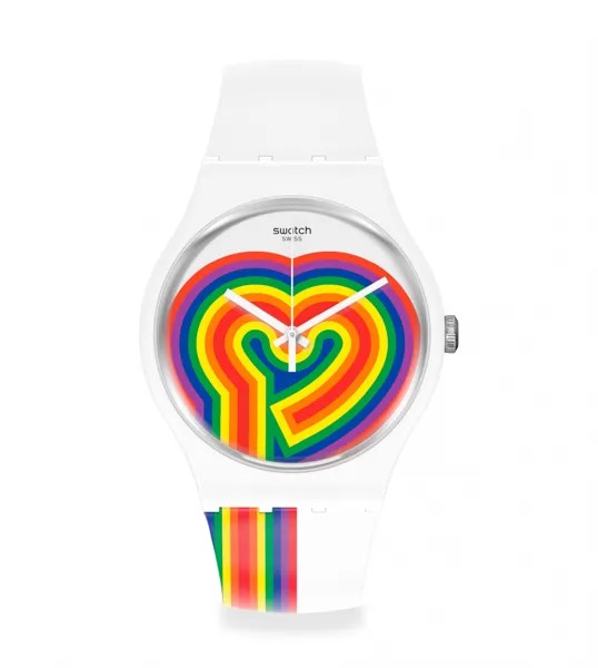 Наручные часы женские Swatch BEATING LOVE белые/разноцветные