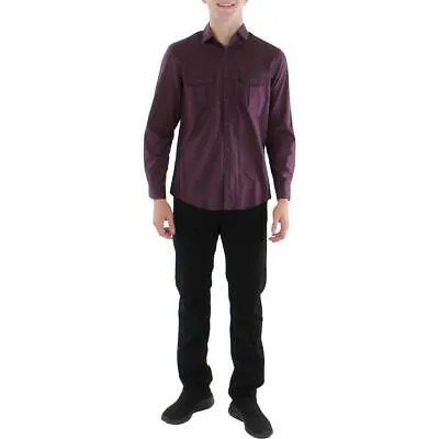Alfani Мужская фиолетовая тканая однотонная рубашка с длинными рукавами на пуговицах M BHFO 5837