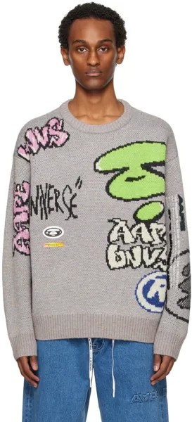 Серый жаккардовый свитер Aape By A Bathing Ape